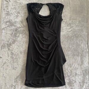 En‎ Focus Studio Black Lace Cap Sleeve Ruched Dress| Women's Size 10